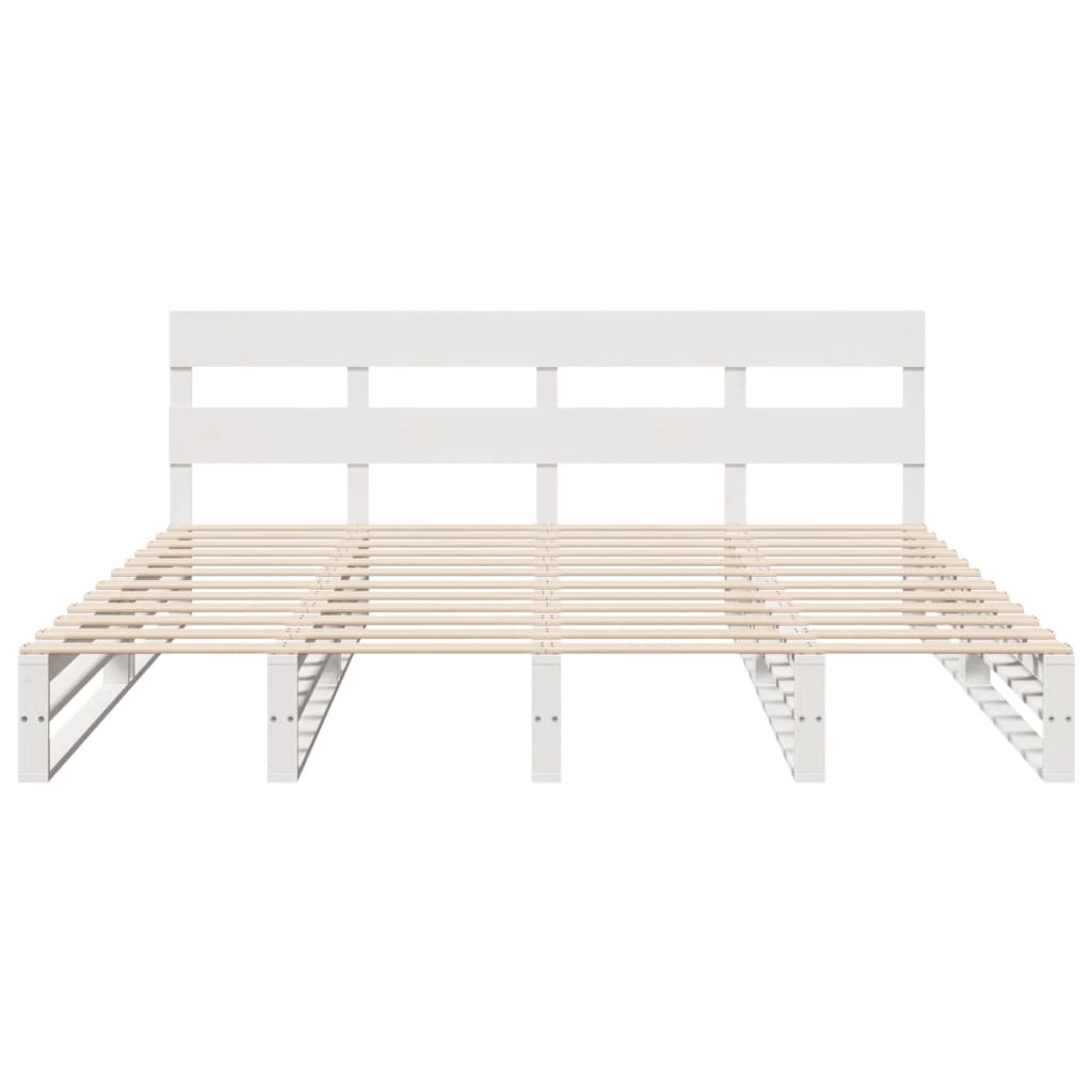 Sengeramme med madrass hvit 200x200 cm heltre furu