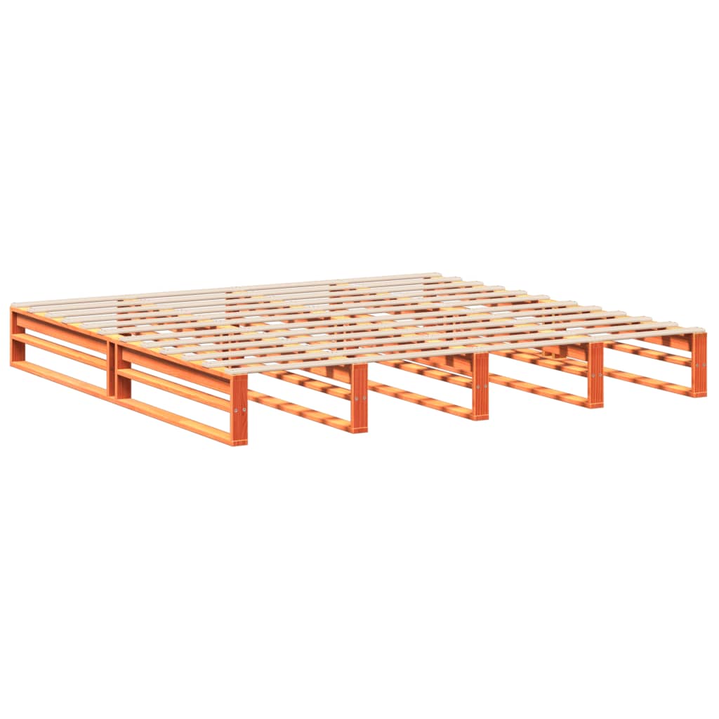 Sengeramme uten madrass voksbrun 200x200 cm heltre furu