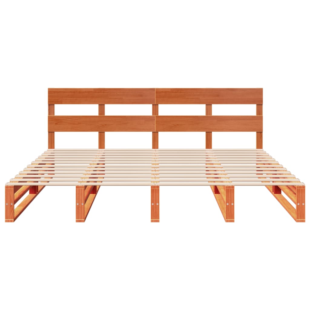 Sengeramme uten madrass voksbrun 200x200 cm heltre furu