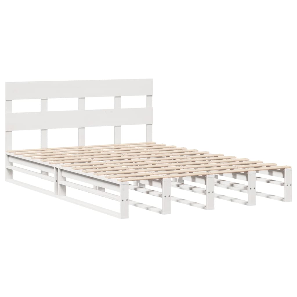 Sengeramme uten madrass hvit 135x190 cm heltre furu
