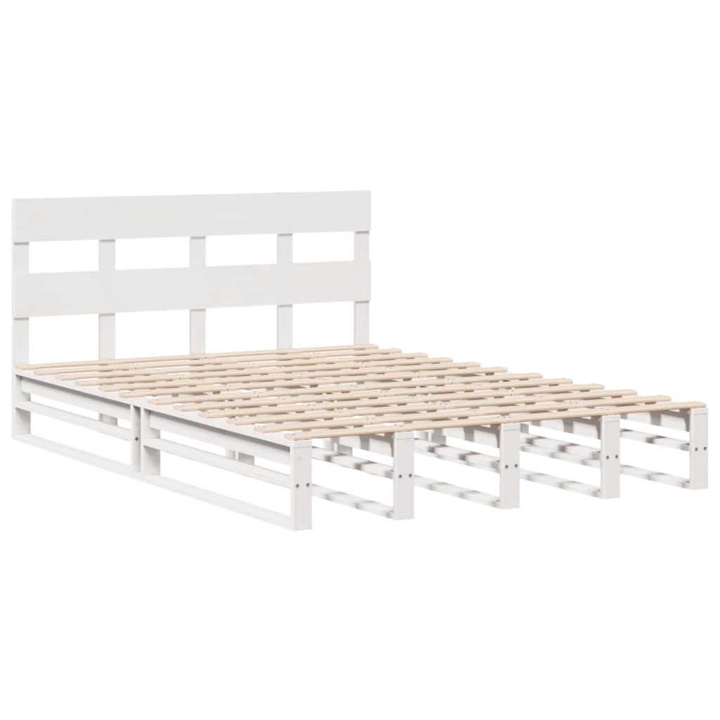 Sengeramme uten madrass hvit 140x190 cm heltre furu