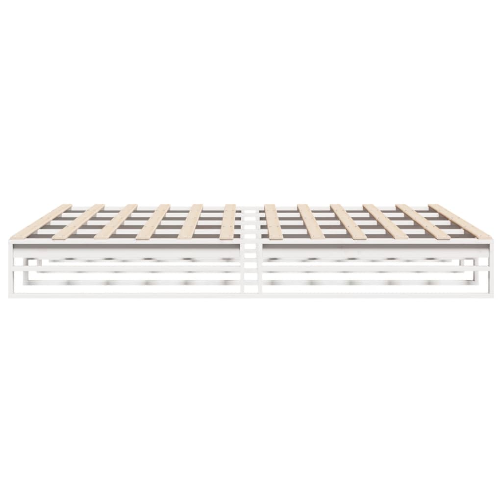 Sengeramme med madrass hvit 200x200 cm heltre furu