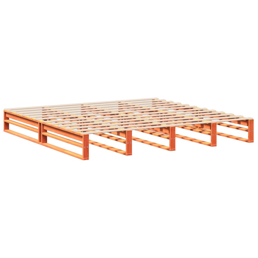 Sengeramme uten madrass voksbrun 200x200 cm heltre furu