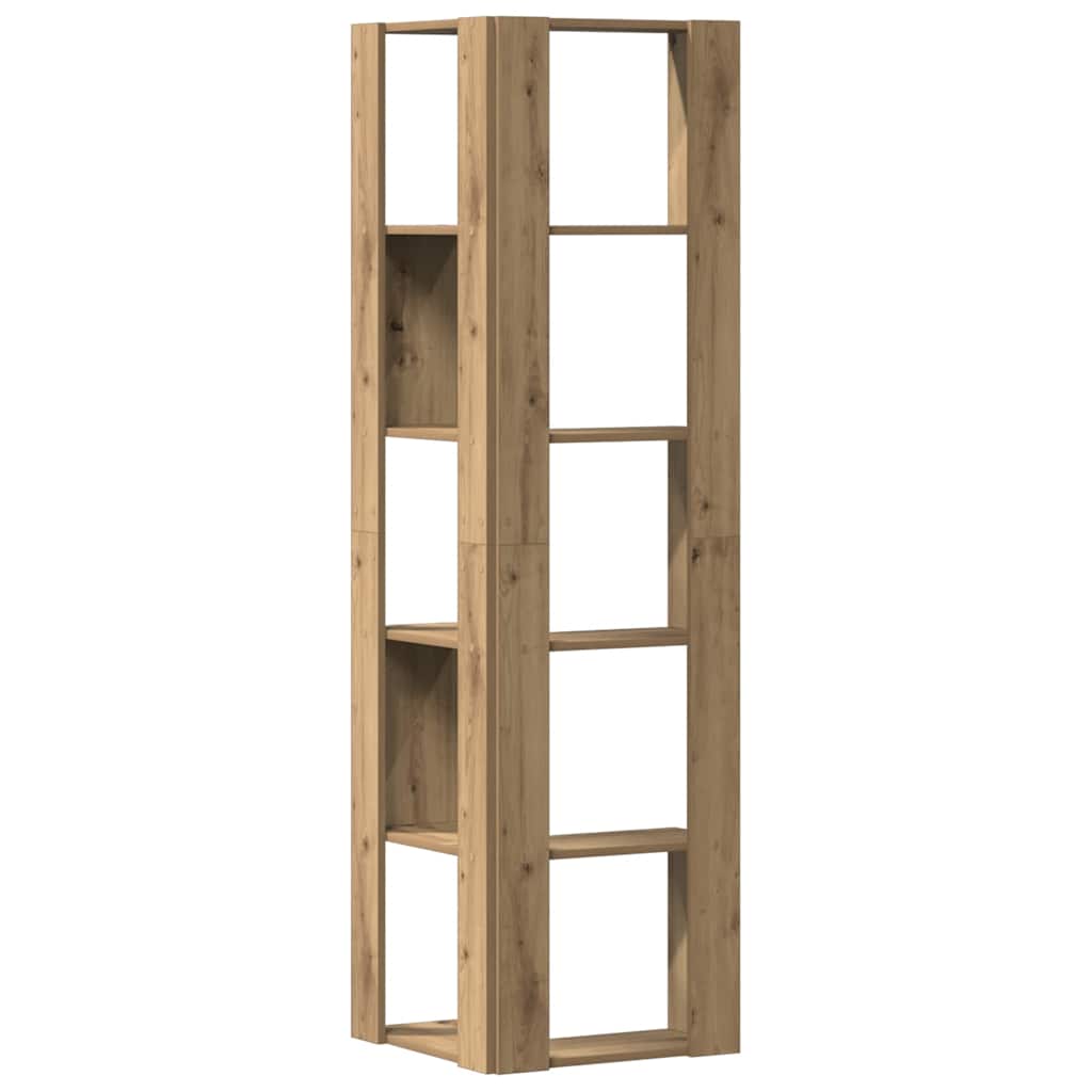 Bokhylle hjørne 5 lag artisan eik 50x50x179 cm konstruert tre