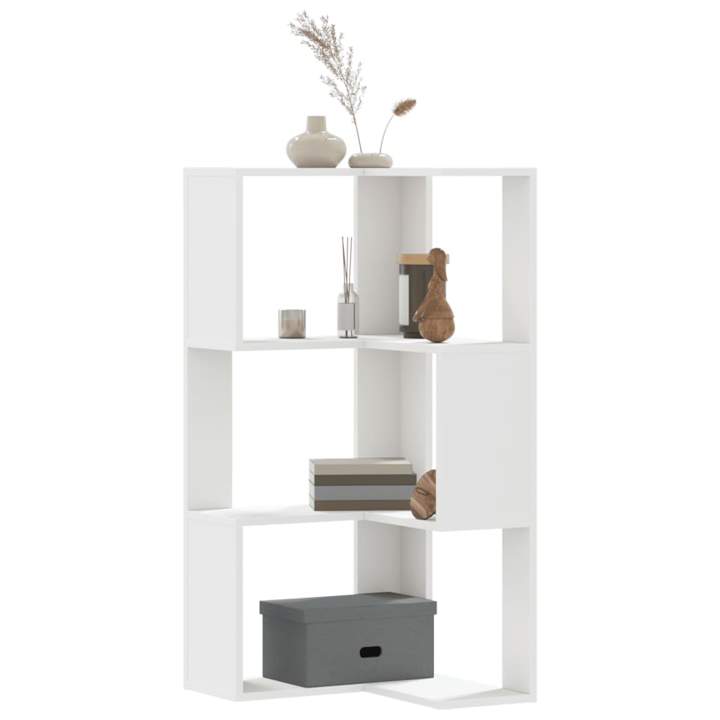 Bokhylle for hjørne 3 etasjer hvit 50x50x102 cm konstruert tre vidaXL