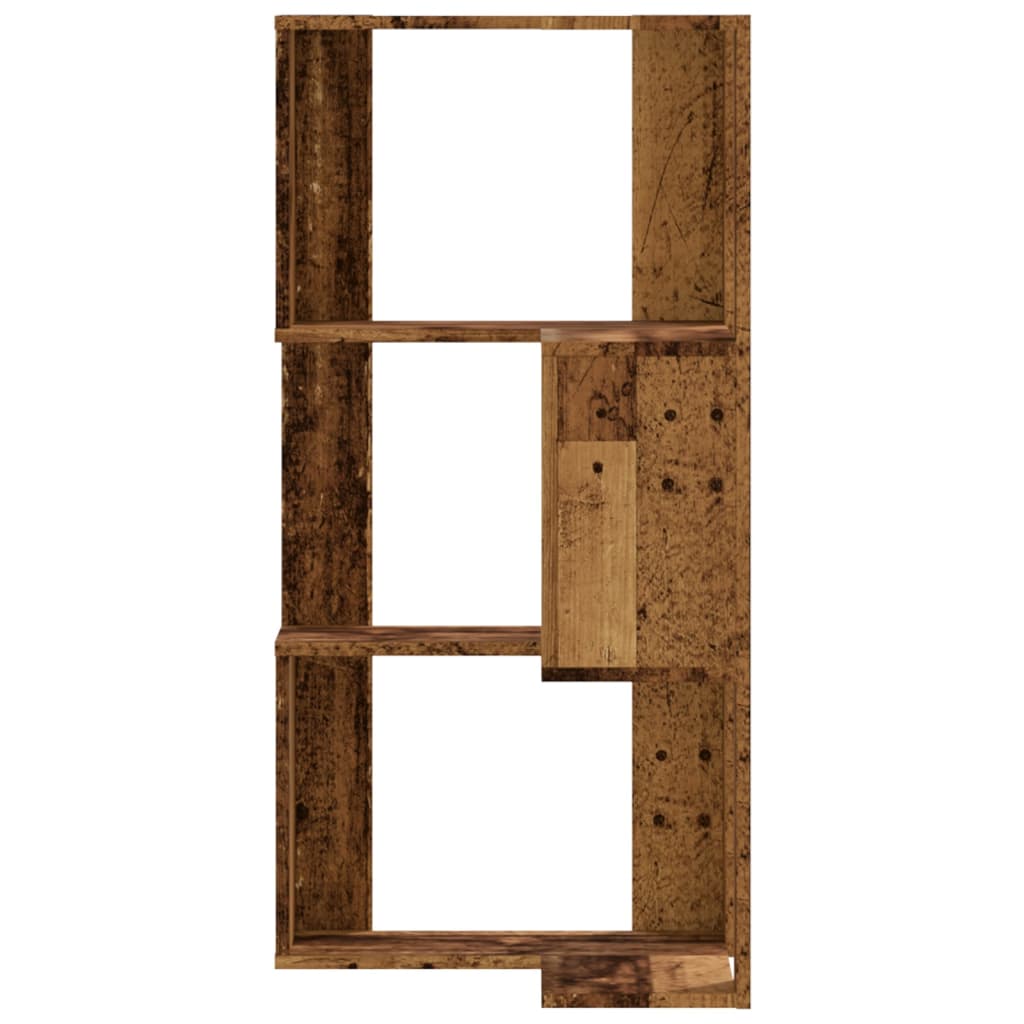 Bokhylle hjørne 3 lag gammelt tre 50x50x102 cm konstruert tre