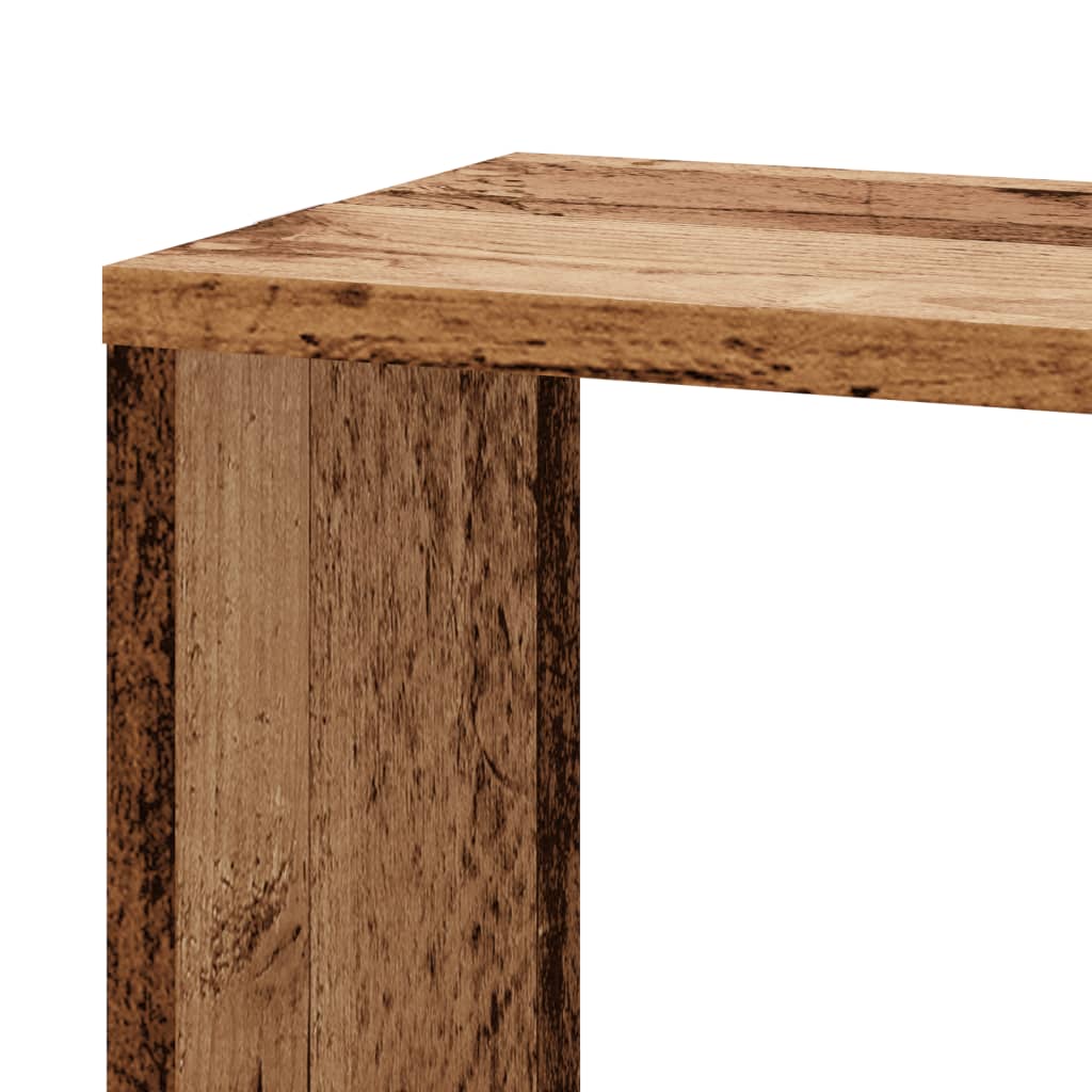 Veggmontert hjørnehylle gammelt tre 45x45x147 cm konstruert tre