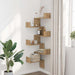 Veggmontert hjørnehylle artisan eik 45x45x147 cm konstruert tre