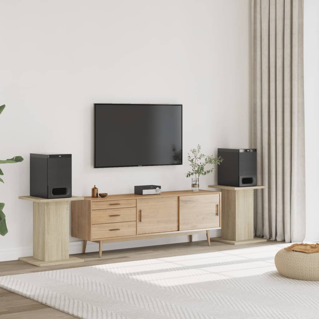 Høyttalerstativ 2 stk sonoma eik 30x30x60 cm konstruert tre