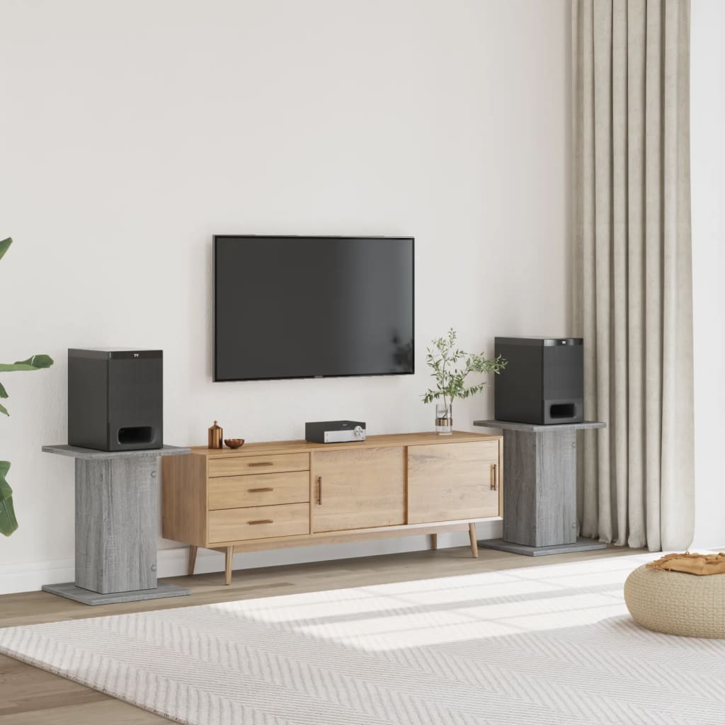 Høyttalerstativ 2 stk grå sonoma 30x30x60 cm konstruert tre