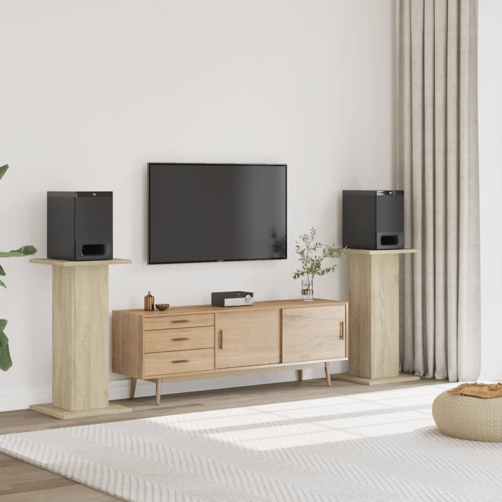 Høyttalerstativ 2 stk sonoma eik 30x30x80 cm konstruert tre