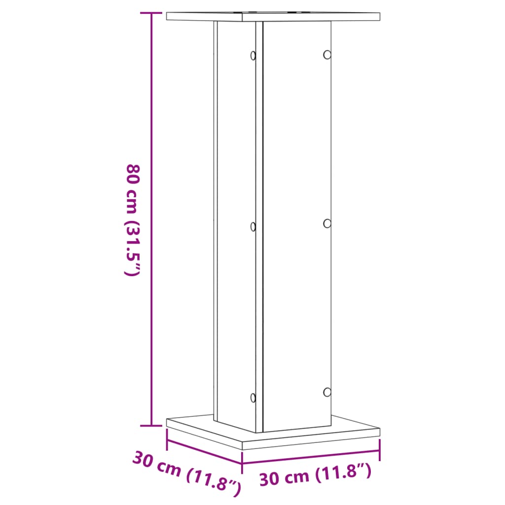Høyttalerstativ 2 stk artisan eik 30x30x80 cm konstruert tre