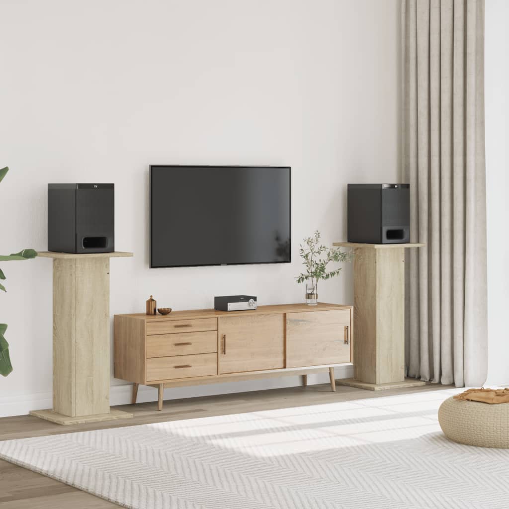 Høyttalerstativ 2 stk sonoma eik 30x30x95 cm konstruert tre