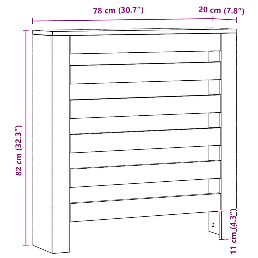 Radiatordeksel artisan eik 78x20x82 cm konstruert tre