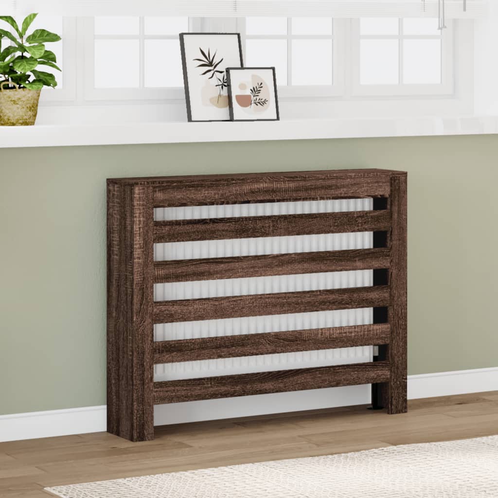 Radiatordeksel brun eik 104x20x82 cm konstruert tre