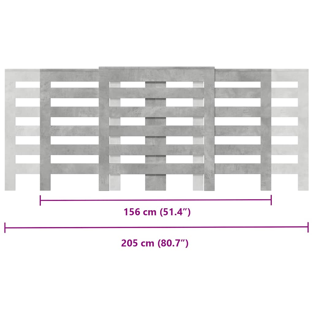 Radiatordeksel betonggrå 205x21,5x83,5 cm konstruert tre