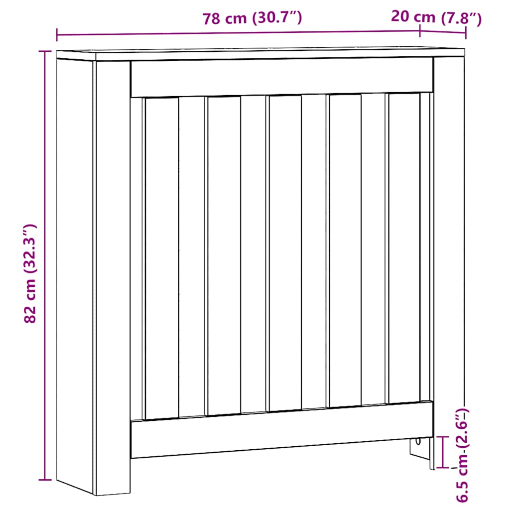 Radiatordeksel artisan eik 78x20x82 cm konstruert tre