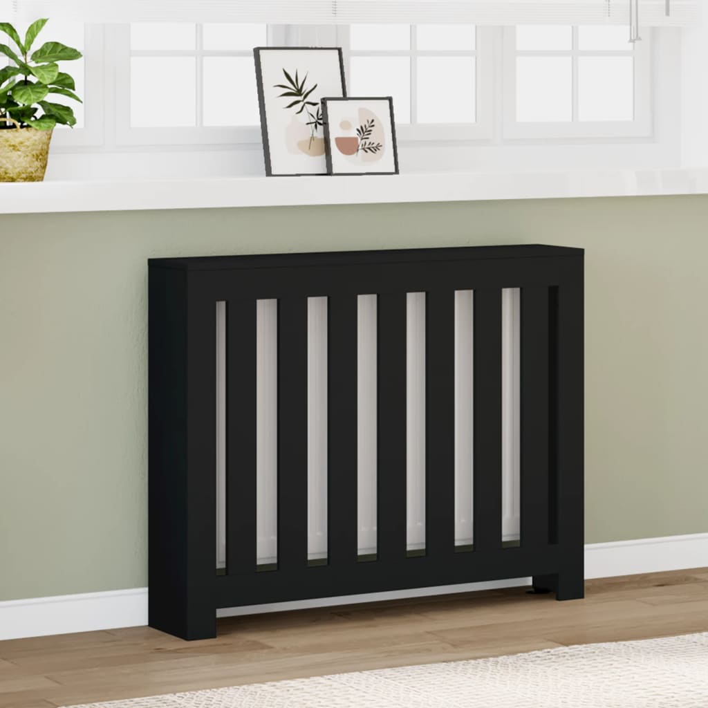 Radiatordeksel svart 104x20x82 cm konstruert tre