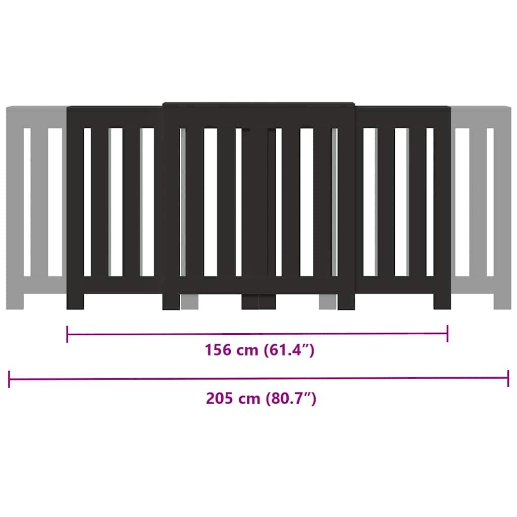 Radiatordeksel svart 205x21,5x83,5 cm konstruert tre