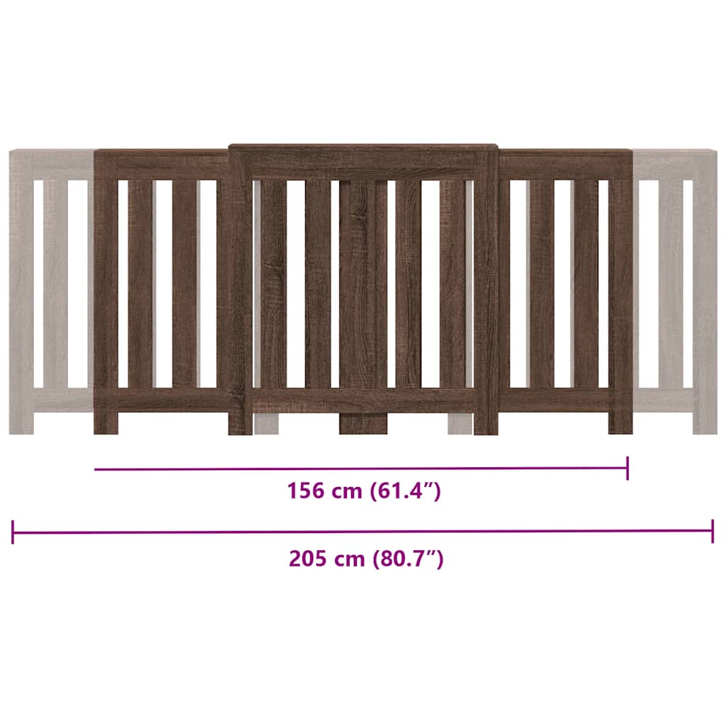 Radiatordeksel brun eik 205x21,5x83,5 cm konstruert tre