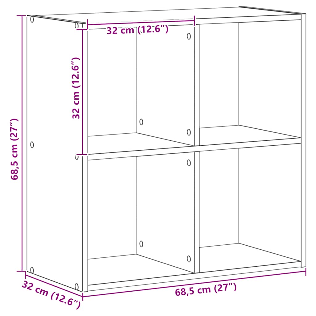 Bokhylle artisan eik 68,5x32x68,5 cm konstruert tre