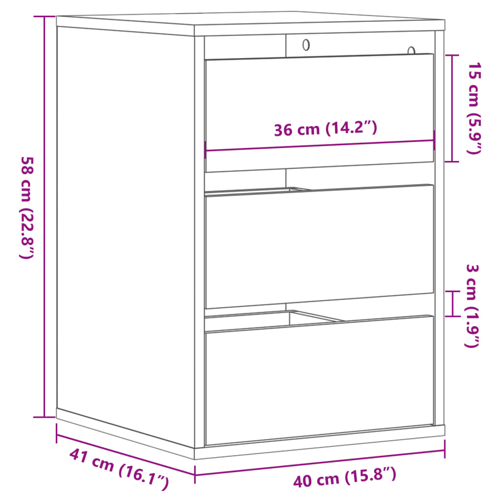 Kommode brun eik 40x41x58 cm konstruert tre