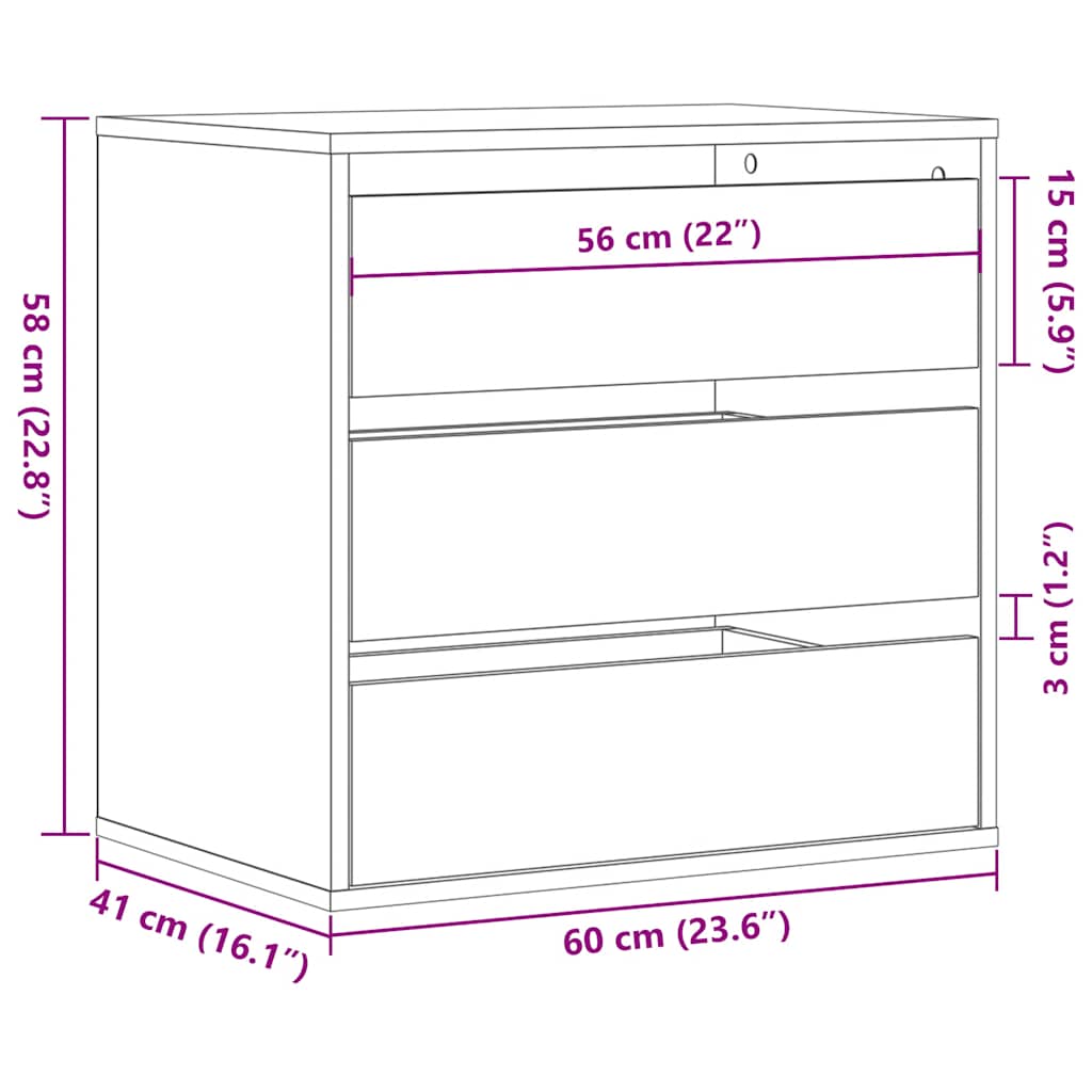 Kommode svart 60x41x58 cm konstruert tre