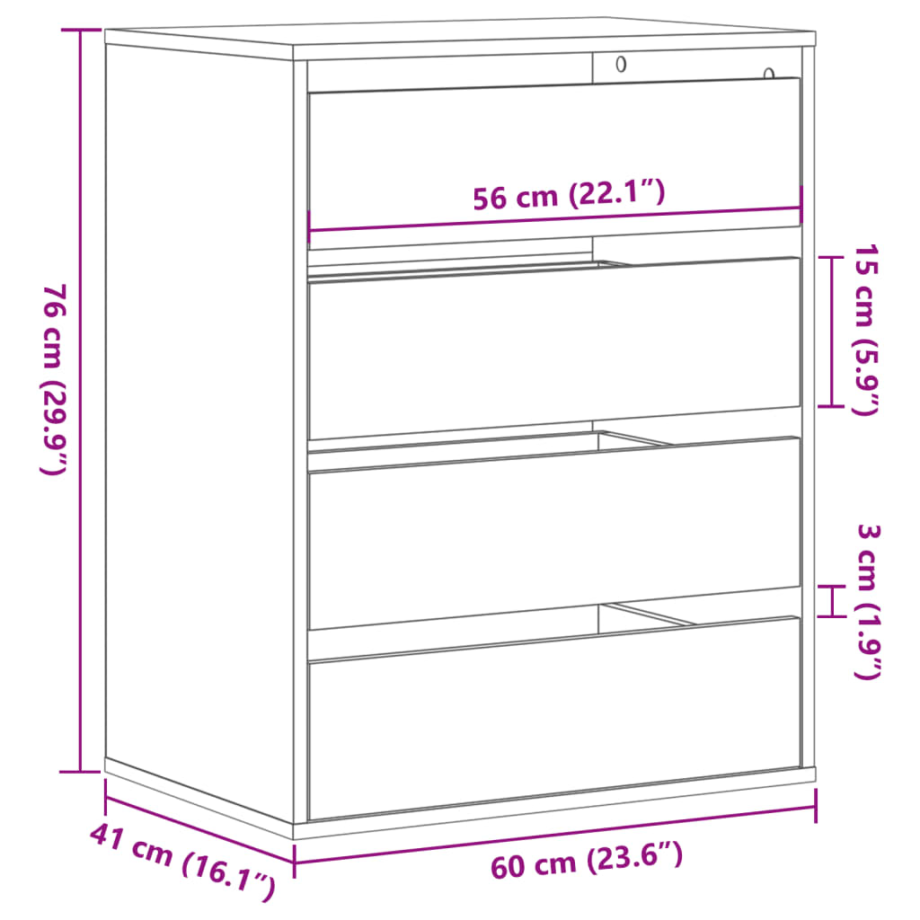 Kommode gammelt tre 60x41x76 cm konstruert tre