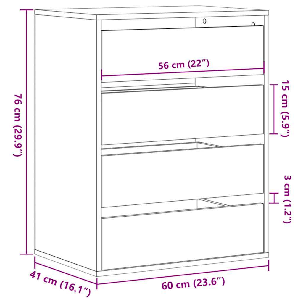 Kommode artisan eik 60x41x76 cm konstruert tre