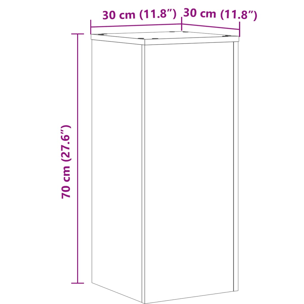Plantestativer 2 stk røkt eik 30x30x70 cm konstruert tre