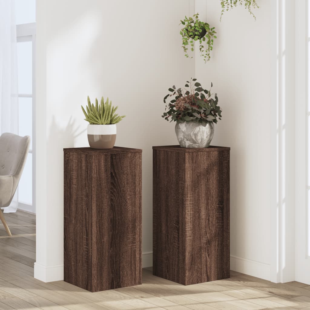 Plantestativer 2 stk brun eik 30x30x70 cm konstruert tre