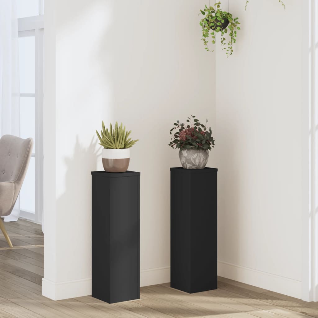 Plantestativer 2 stk svart 17x17x60 cm konstruert tre