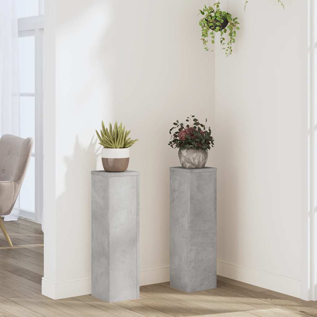 Plantestativer 2 stk betonggrå 17x17x60 cm konstruert tre