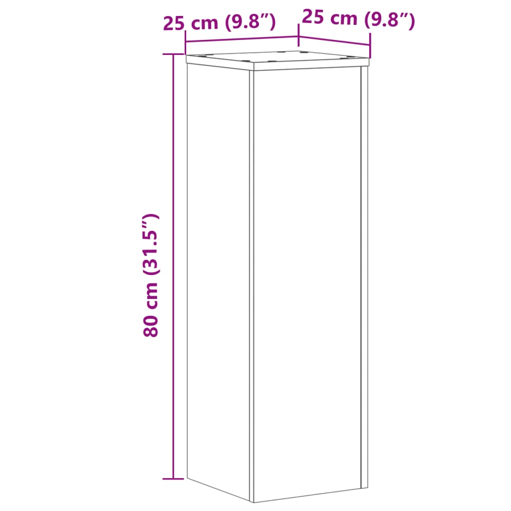 Plantestativer 2 stk hvit 25x25x80 cm konstruert tre
