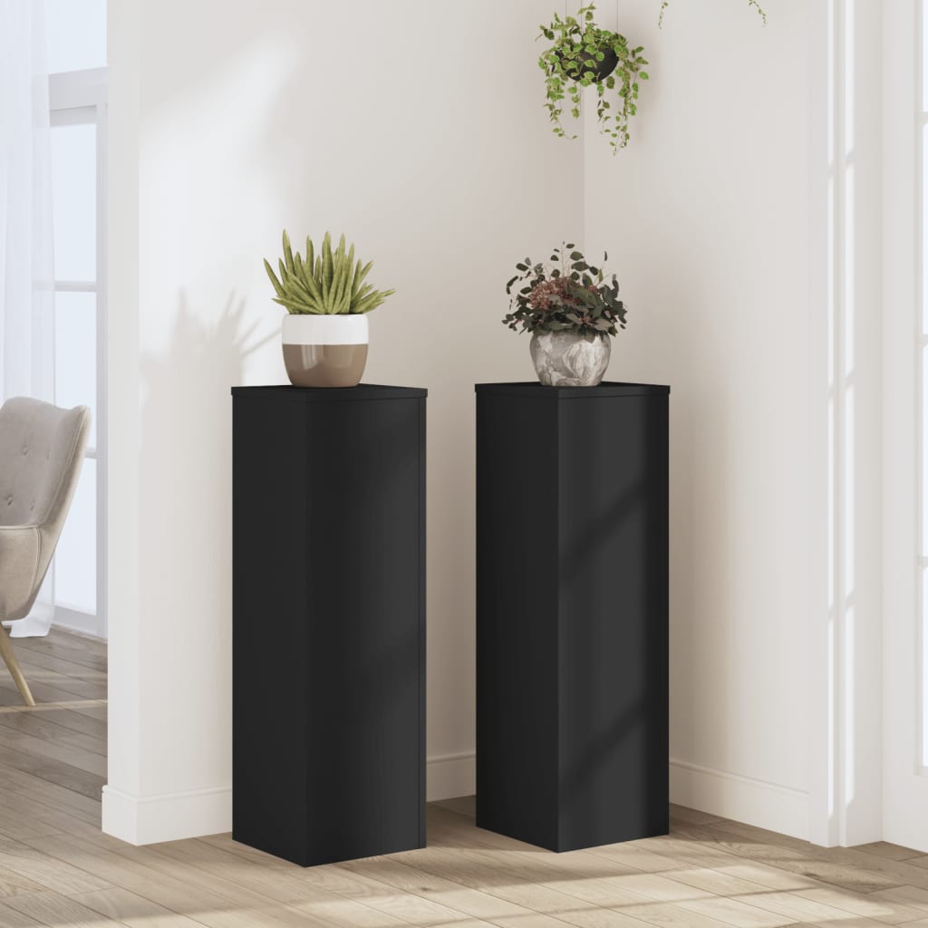 Plantestativer 2 stk svart 25x25x80 cm konstruert tre