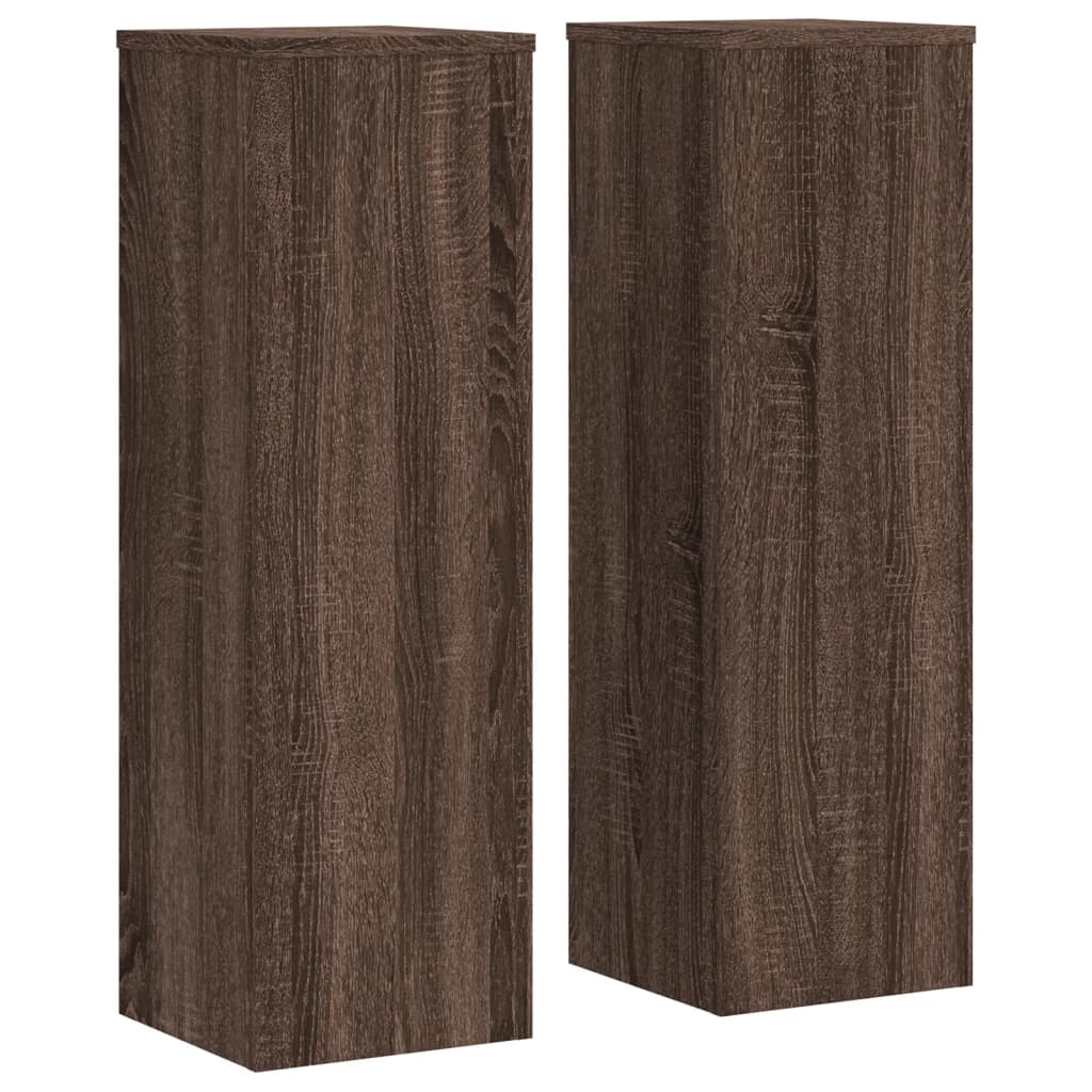 Plantestativer 2 stk brun eik 25x25x80 cm konstruert tre