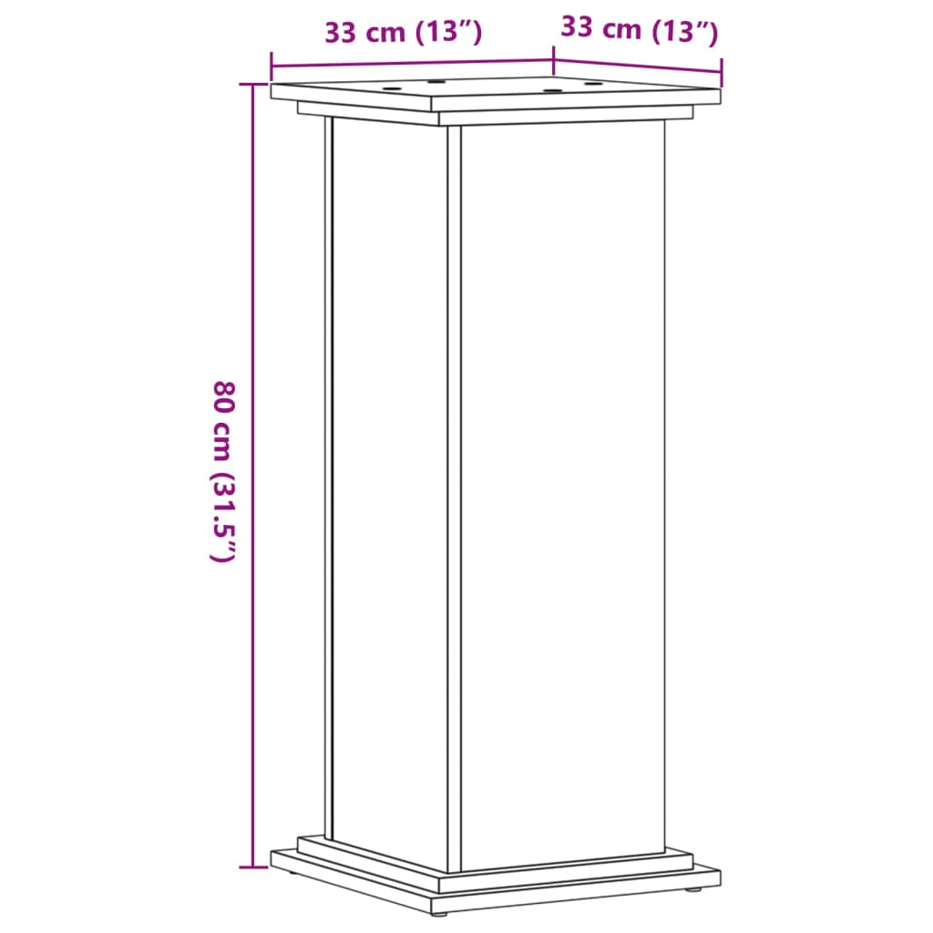 Plantestativ hvit 33x33x80 cm konstruert tre