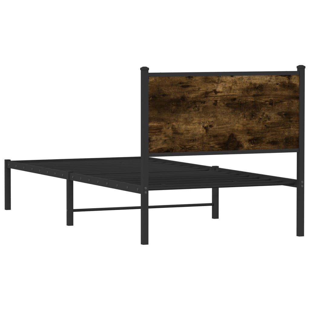 Sengeramme i metall uten madrass røkt eik 90x200 cm