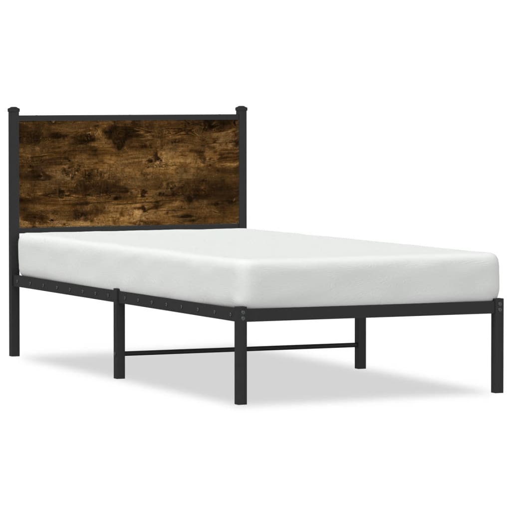 Sengeramme i metall uten madrass røkt eik 90x200 cm