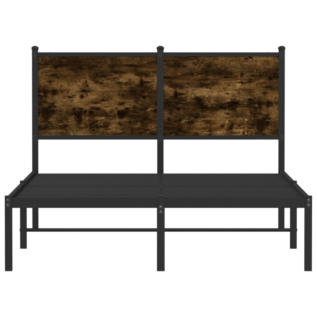 Sengeramme i metall uten madrass røkt eik 120x200 cm