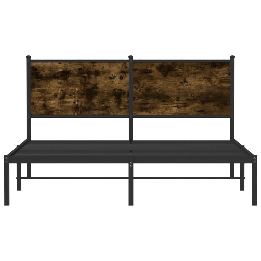 Sengeramme i metall uten madrass røkt eik 137x190 cm