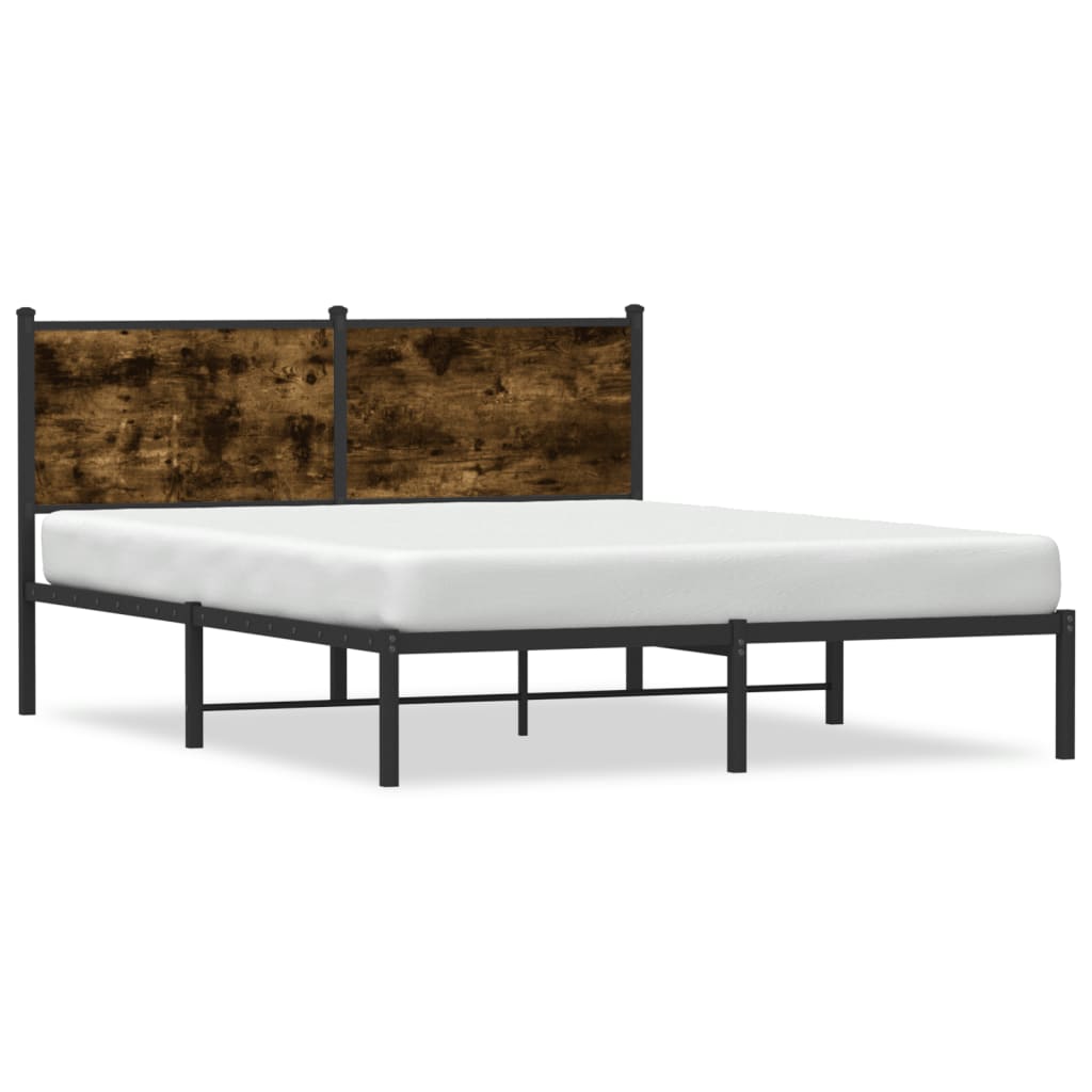 Sengeramme i metall uten madrass røkt eik 140x200 cm