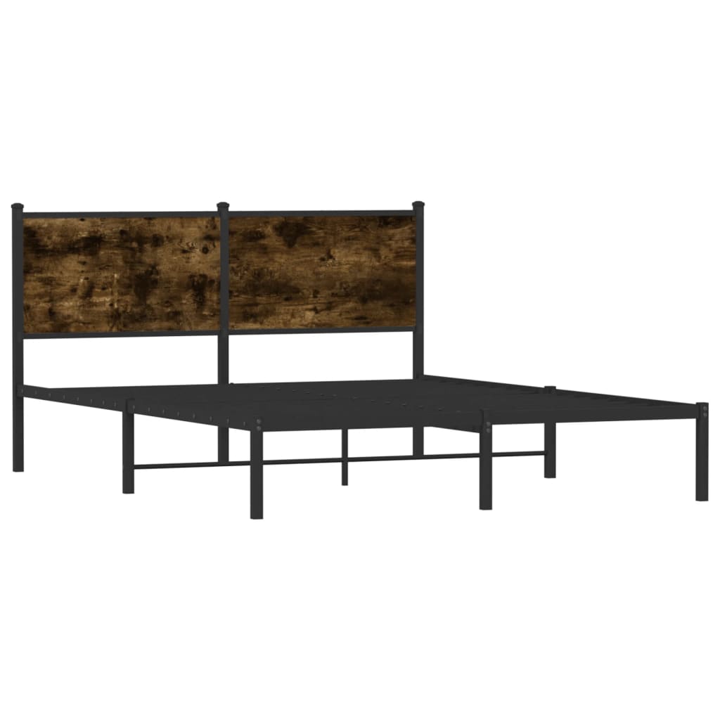 Sengeramme i metall uten madrass røkt eik 140x200 cm