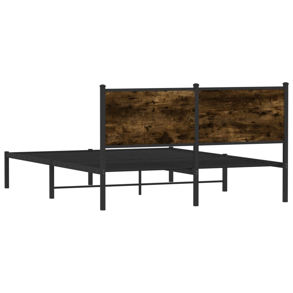 Sengeramme i metall uten madrass røkt eik 140x200 cm