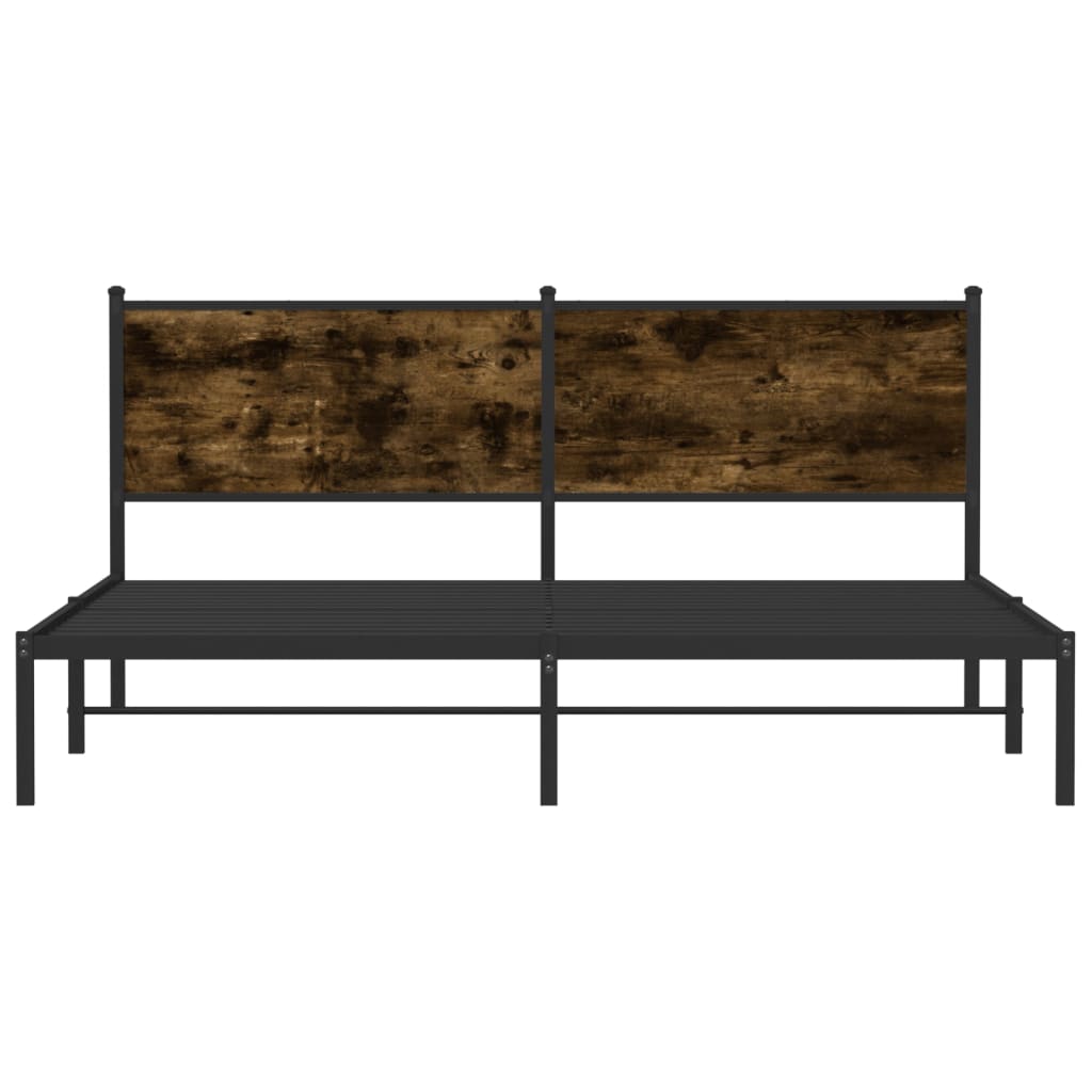Sengeramme i metall uten madrass røkt eik 160x200 cm