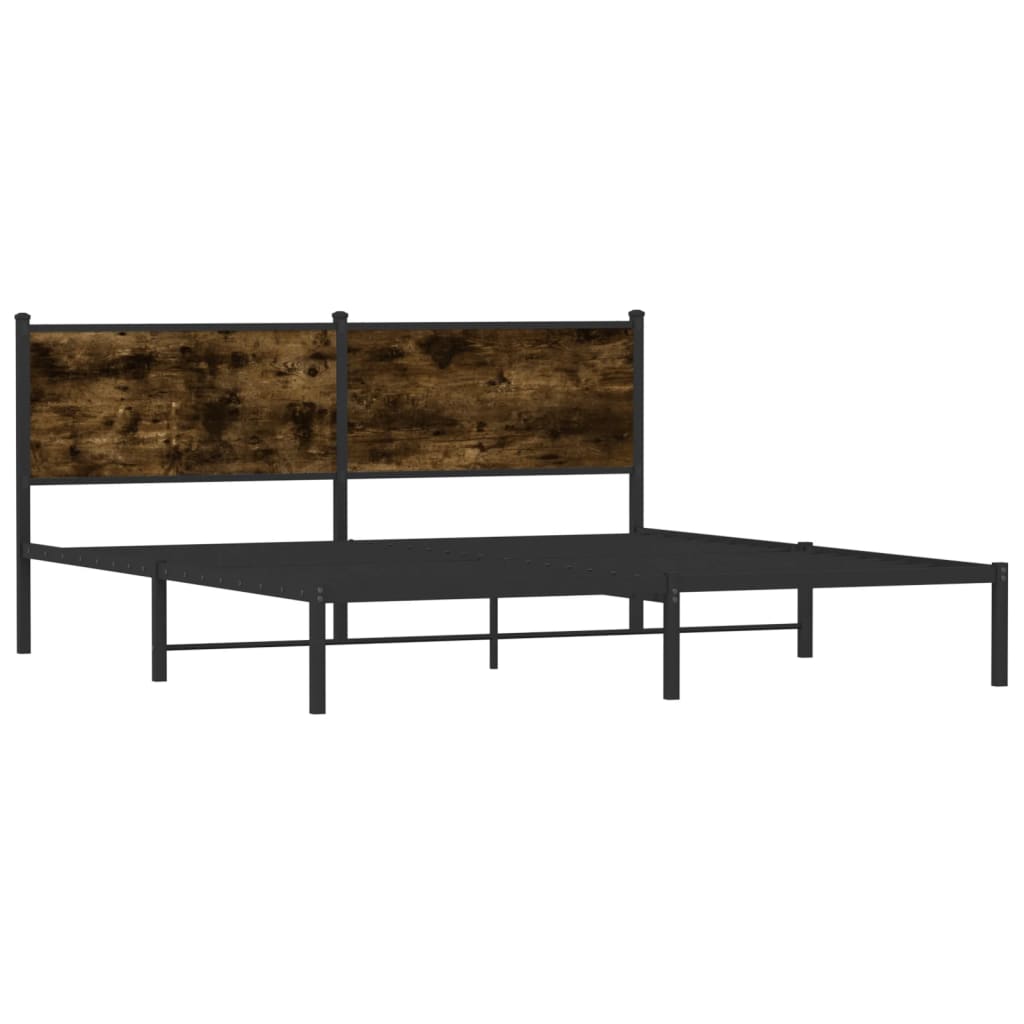 Sengeramme i metall uten madrass røkt eik 183x213 cm