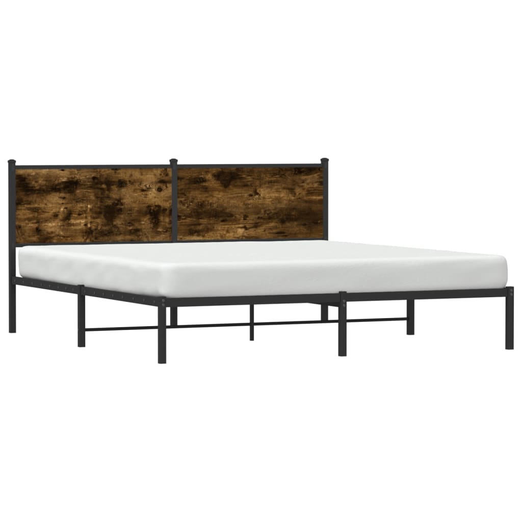 Sengeramme i metall uten madrass røkt eik 183x213 cm