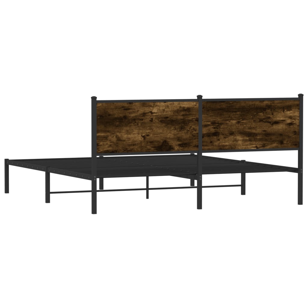 Sengeramme i metall uten madrass røkt eik 183x213 cm
