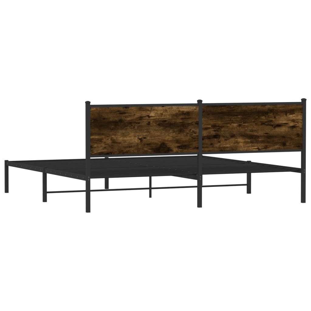 Sengeramme i metall uten madrass røkt eik 193x203 cm