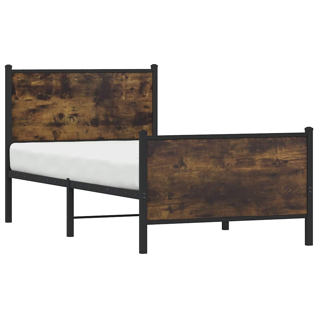 Sengeramme i metall uten madrass røkt eik 80x200 cm